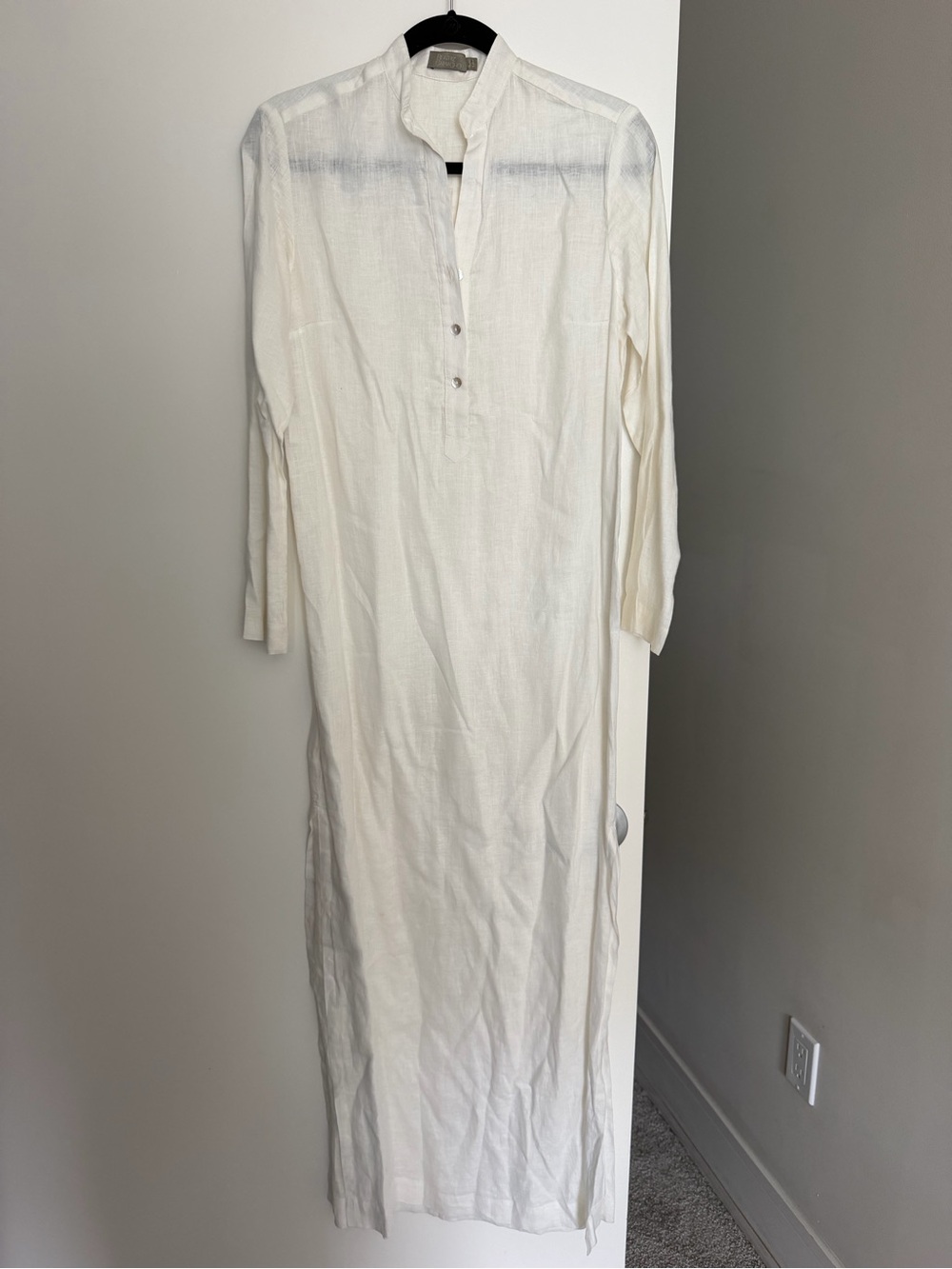 Women's White Long Sleeve Maxi Tunic Dress